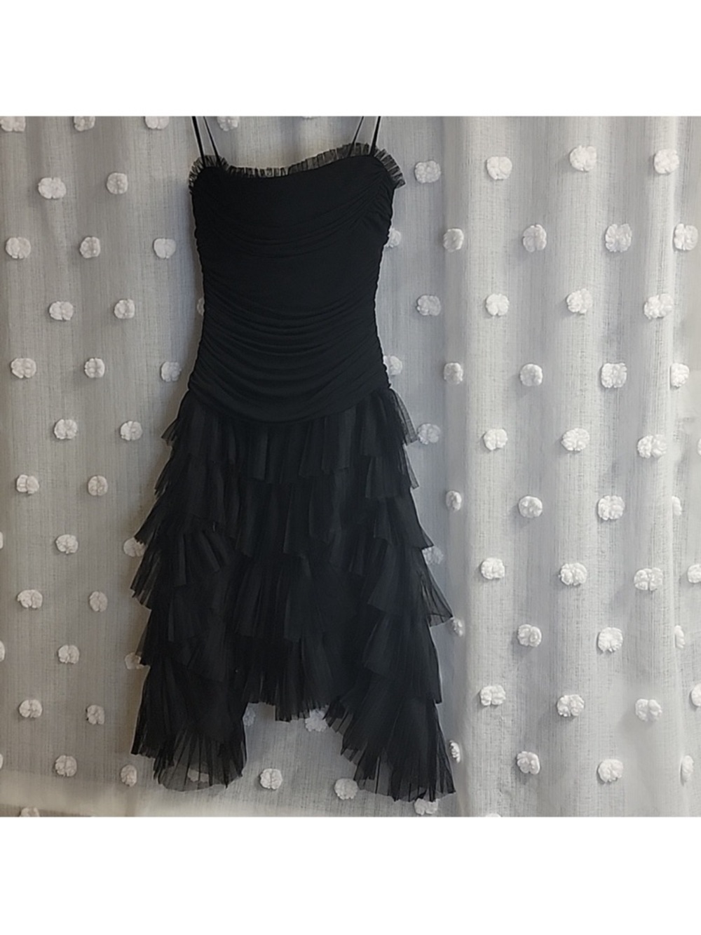 BCBGMaxAzria Black Mesh-Trim Slip Camisole